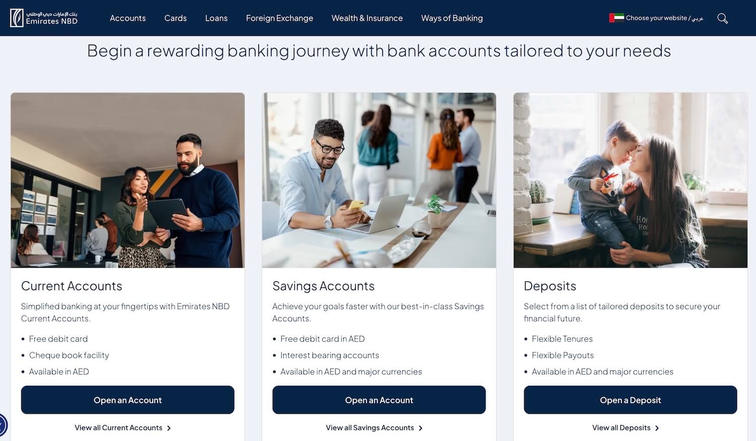 Bankszámla típusok lakossági ügyfeleknek a Emirates NBD oldalán